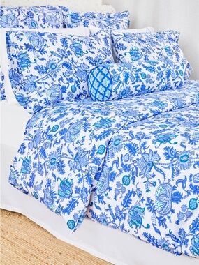 Roller Rabbit Blue Amanda Floral Twin Duvet Cover